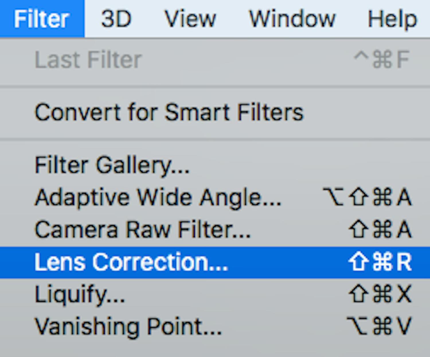 Screenshot lens correction photoshop